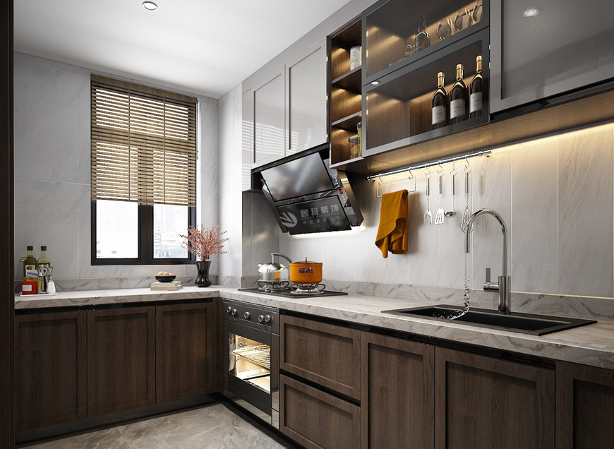 自然界云栖三居室95平米现代简约风格李星设计师主笔——厨房设计效果图